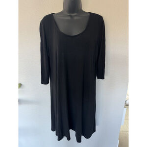 Eileen Fisher Tee Shirt Dress Small Black Short Sleeve Stretch Organic Cotton